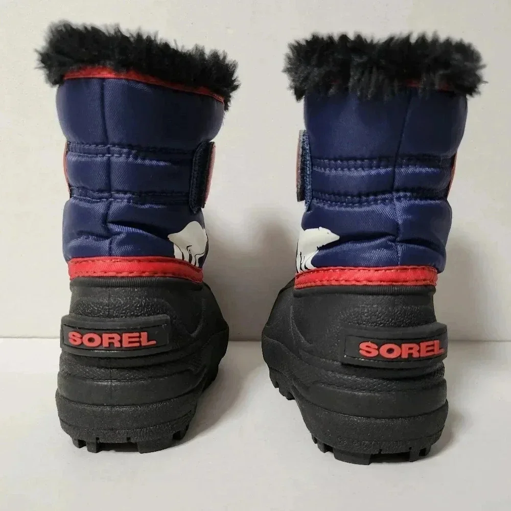 Sorel Snow Commander kids boot Size 4 Toddler Black Multicolor